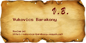 Vukovics Barakony névjegykártya
